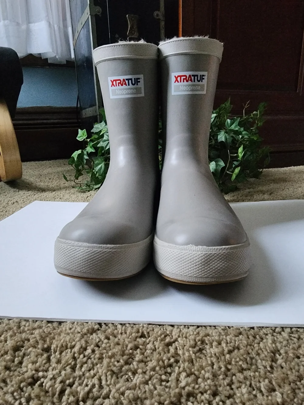 XTRATUF Men’s Fleece Lined Light Gray Neoprene Waterproof Rain Boots